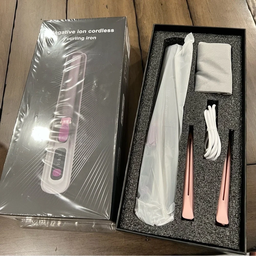 Cordless Curling Iron 1.33” Barrel Straightening Brush - Gray #MC1